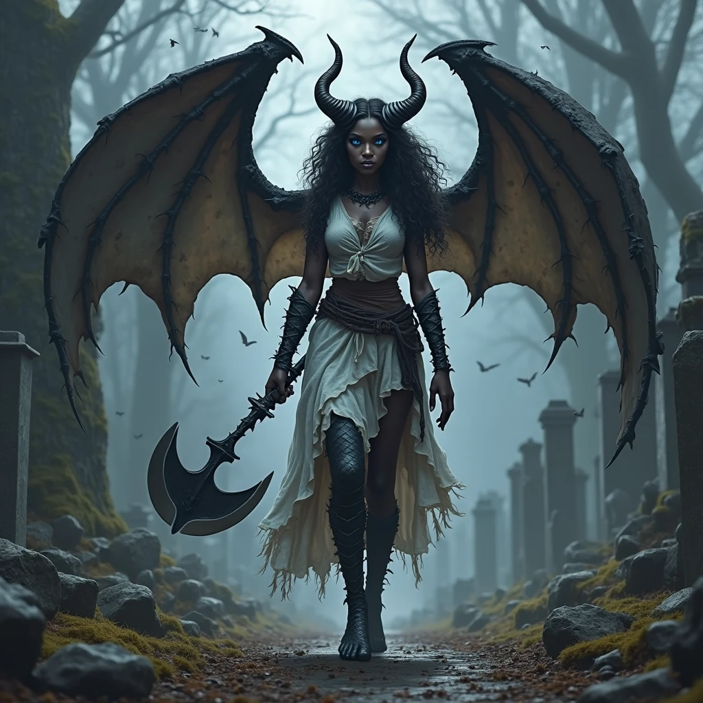 Fine matte painting, skeleton dark angel big wings haunted castle on drawing table full of knives, horror, spookiness, scary, secret horror, tentacles, vines, eyes, uncanny valley effect teeth, limbs, animals, blood moon