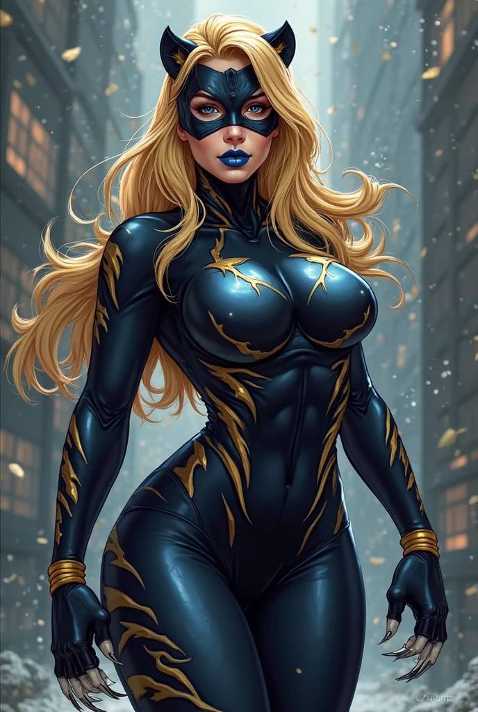 mount_lady 1girl solo voluptuos curvy muscular body, shaped body, fitness muscular body, huge cleavage, oppai, arms_behind_head blonde_hair bodysuit breasts city covered_navel covered_ cowboy_shot domino_mask giant giantess horns impossible_bodysuit impossible_clothes looking_at_viewer mask multicolored_bodysuit multicolored_clothes outdoors purple_eyes skin_tight skyline solo standing thick_thighs thighs NSFW, explicit magazine cover, artstation tendency, world prestigious photography, by artgerm by Rosstran by Frank frasetta, 90s caustic, dramatic trace , dinámic effects, motion Blur , perfect composition, detailed art, sexy seductive ambient