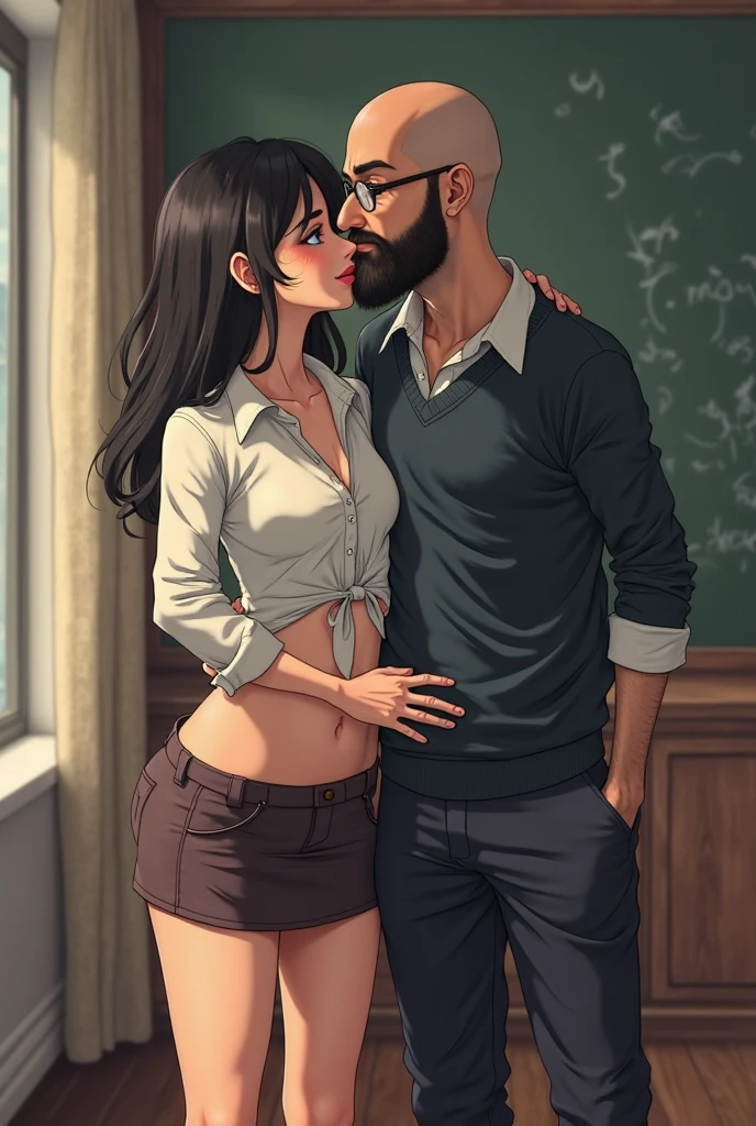 Jeune homme  tripote les fesses de sa prof de anglais nue