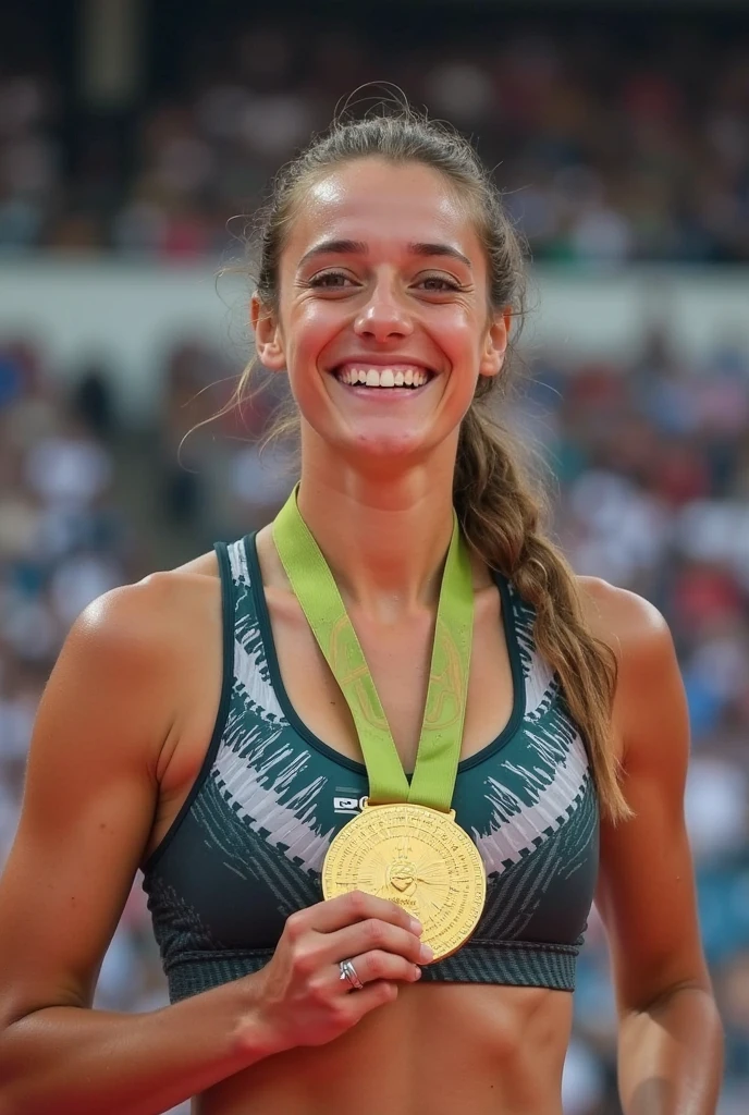 muscle spoty woman victory pose