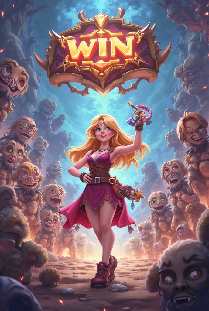 1 mature female,25yo,cleavage,(female wizard surrounded and attacked by multiple goblins during a battle),(Heinous estrus goblin),(red blush,crying),((torn gorgeous wizard dress:1.2)),(attacking magic,fire ball),dynamic pose,dynamic angle,no panties,(from below:1.2)