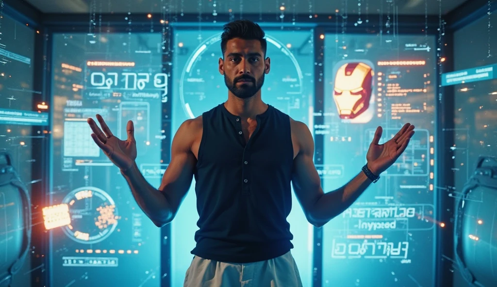 A valiant cardiologist resembling Mel Gibson, styled with a viking man bun, diligently tends to patients in the world of DC comics. The scene is illuminated by a neon sign reading "Telegram para Suscriptores". In this striking painting, the doctor exudes a sense of strength and determination as he treats those in need, blending the noble qualities of a warrior with the careful precision of a healer. The vibrant colors and intricate details of the image capture the essence of heroism and compassion in the face of adversity.