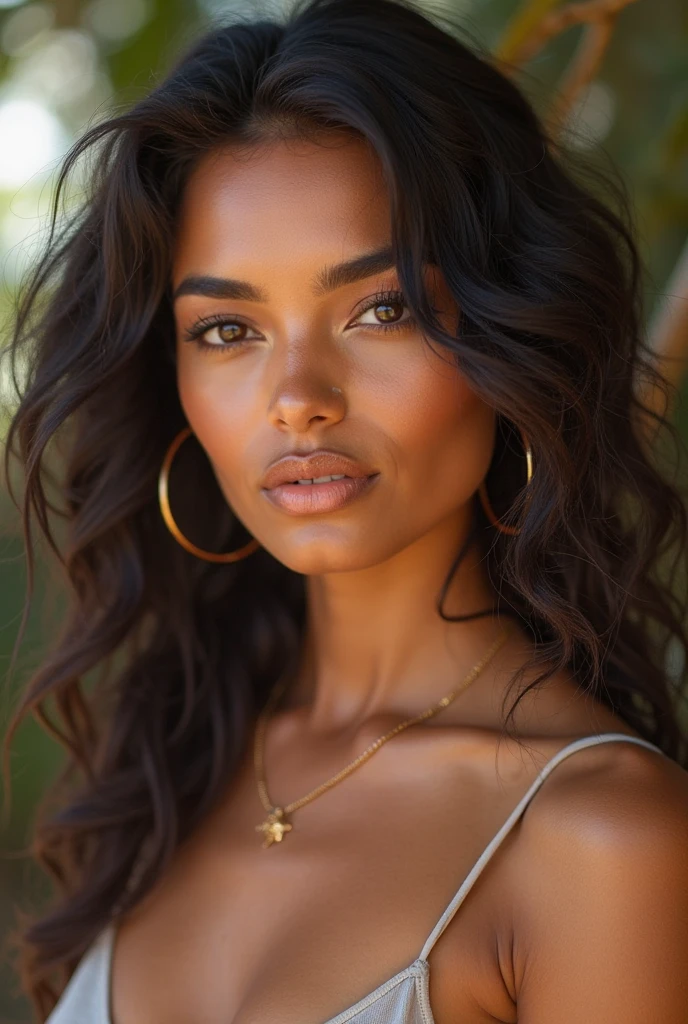 (selfie, center view: 1.4), (full of the body: 1.4), RAW UHD portrait photo of a 24-year-old African (brown-eyed African woman), large breasts, (skirt), behind her Miami restaurant , (neckline), details (textures! , hair! , glitter, color!! , disadvantages: 1.1), glossy eyes with high detail (looking at the camera), SLR lighting, SLR camera, ultra-quality, sharpness, depth of field, film grain (center), Fujifilm XT3, crystal clear, frame center, beautiful face, sharp focus, bokeh (dimly lit), day, detailed skin pores, oily skin, sunburn, complex eye details, full body, large breasts