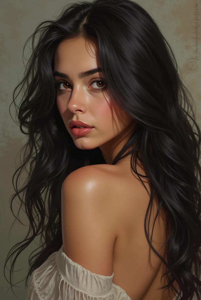 beautiful girl,naked,Black Hair