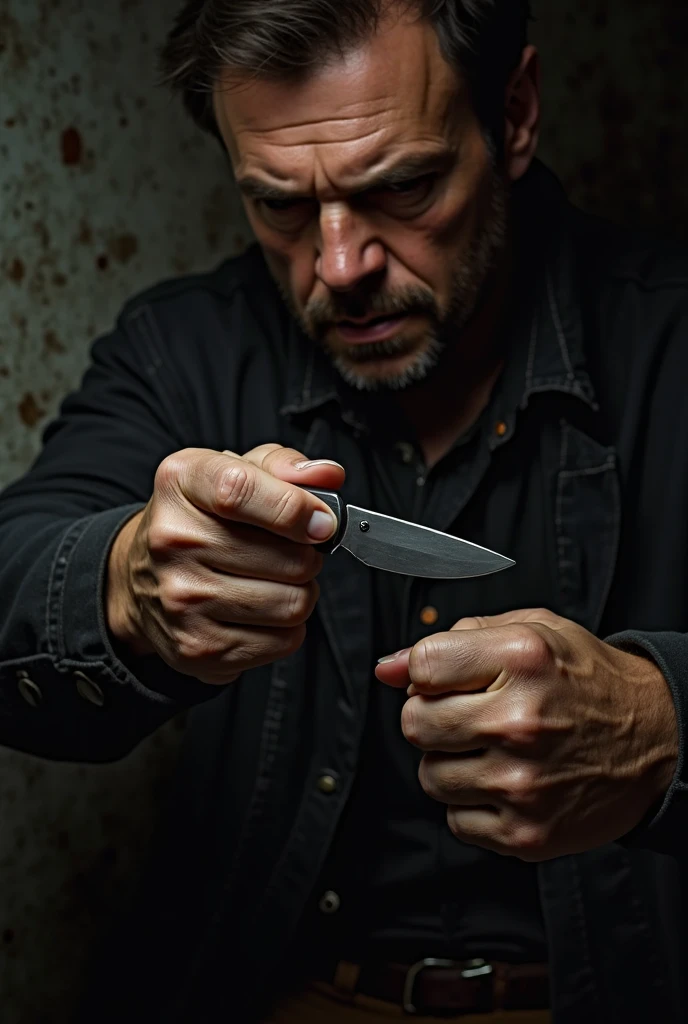 A man cutting his own finger