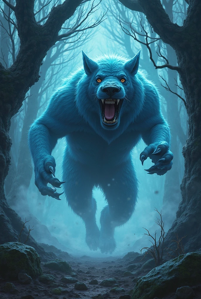 Black werewolf with blue eyes with yugioh cards