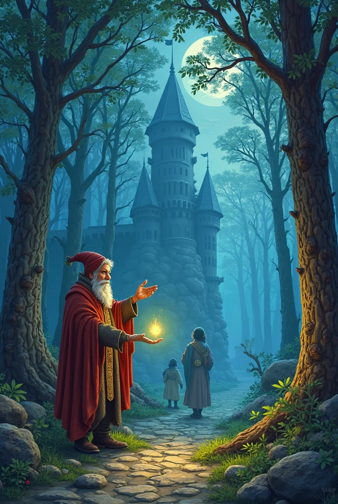 I would like you to make a wizard and a child demihuman in an isekai in a landscape without realism please