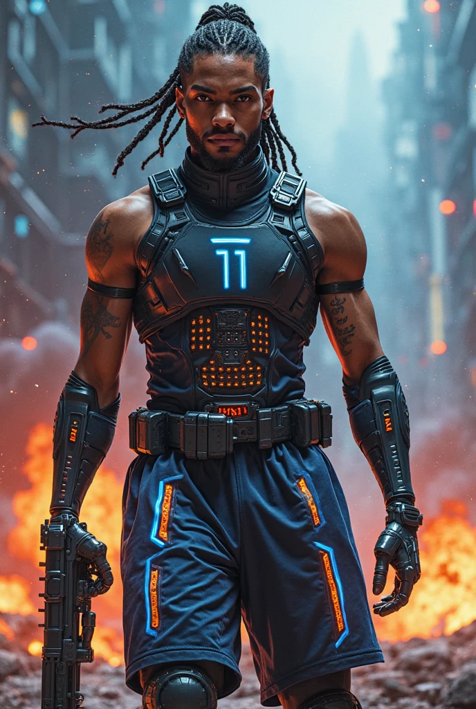 um jovem homem de pele negra, com super poderes eletricos amarelo, Biomechanicals, complex robot, crescimento completo, hiper-realista, pequenos detalhes insanos, linhas extremamente limpas, aesthetic cyberpunk, uma obra-prima apresentada no Zbrush Central