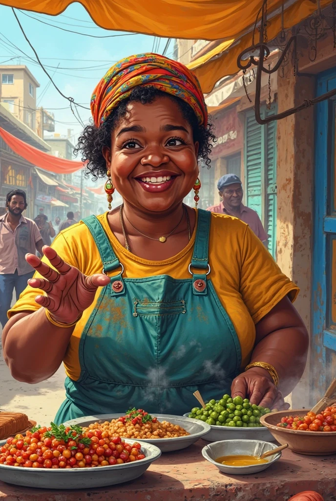 Bring the image to life where a very happy lady is shown with a table full of fish.