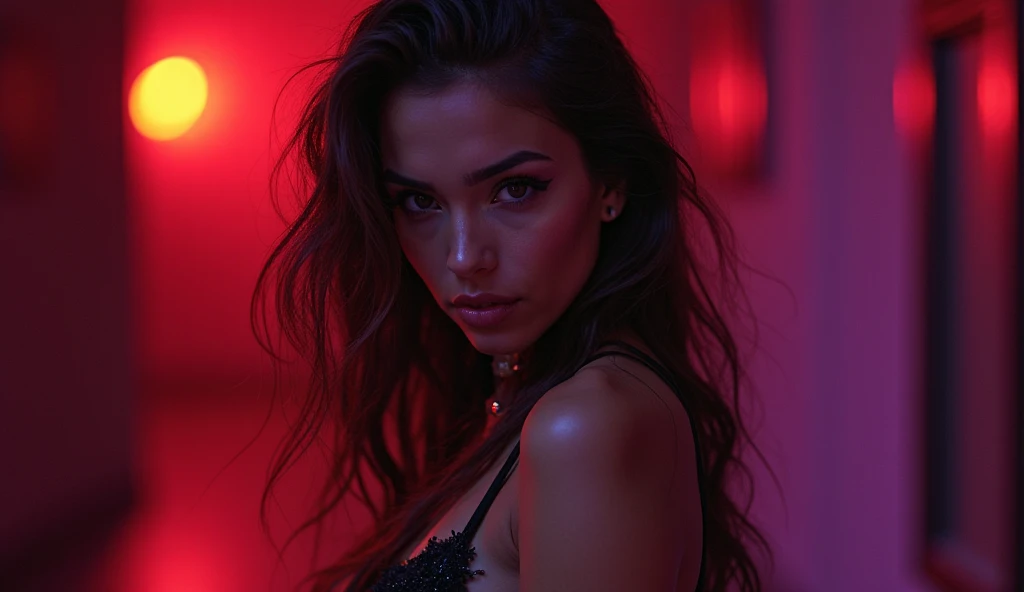megan fox ,dark, evil, displaced, threatening, dangerous, dystopian, demonic, colorful, goth, HD, photorealistic, ultra detailed, fully detailed, ultra cinematic , ultra realistic