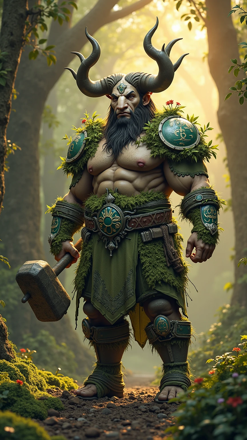 a pacifist barbarian,with a harmless axe and flowery armor