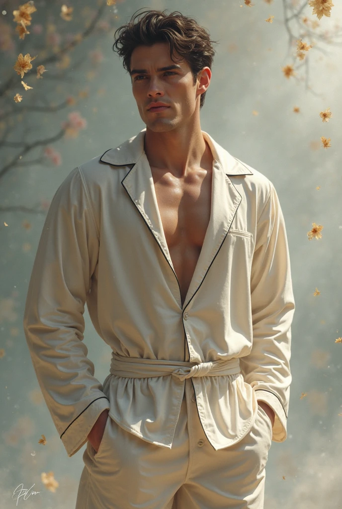 fashion editorial photo, a charming male supermodel, ((Paddy Mitchell male supermodel)), graces the scene with his magnetic presence, short blonde undercut hairstyle framing his delicate and symmetric face, exudes a masculine yet tender allure. small pectorals and slender physique are complemented by a natural pale skin tone, radiating youthfulness, athleticism, and sexual intimacy.
standing in the rain, elegance and sophistication of the scene, ((in a sexual inviting pose)), wearing wet white sheer silk outfits, see though fabric with accentuating his wet toned physique and showcasing his thick cock line under the wet pants, adding to the sensuality of the image.
Surrounded by fresh scene exudes a whimsical and enchanting atmosphere. The model's relaxed pose and captivating gaze draw the viewer in inviting them to bask in the serene ambiance of the betting, sexy eyes.
The camera angle is a dramatic angle, looking up at the model from below, creating a sense of power and dominance in the composition, Captured from a dynamic angle, the focus of the photo is on the model's alluring presence and the delicate interplay of light and shadow on his skin. Soft warm light bathes the scene, creating a romantic ambiance and enhancing the overall allure.
Photographed with Canon EOS R6, Sigma AF 85mm F1.4 by Thomas Synnamon, professional photographer, the image boasts unparalleled quality and attention to detail. The layering and arrangement of body parts and surrounding objects are carefully considered to ensure a flawless composition. Ultimately, this masterpiece celebrates the beauty of the male body form and invites viewers to immerse themselves in a world of sophistication and charm, with its seductive lighting, intricate details, and romantic atmosphere, wet skin, thick sheer bulge focus,