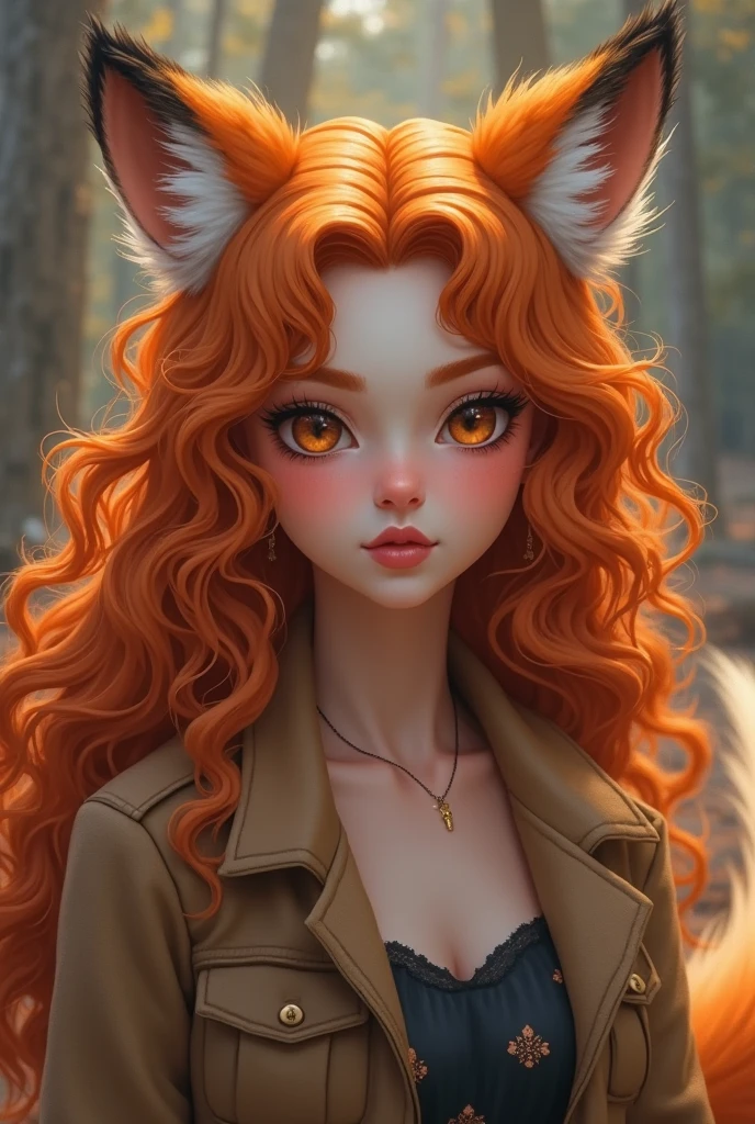 fox girl with red hair and tail