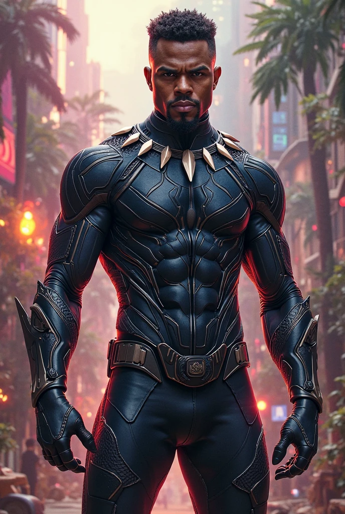 (8k, RAW photo, best quality, masterpiece: 1.2), ultra detailed, official art, photo-realistic: 1.37, upper body male, 19 year old blonde youth, shooting, Black Panther wonder, film grain, action pose