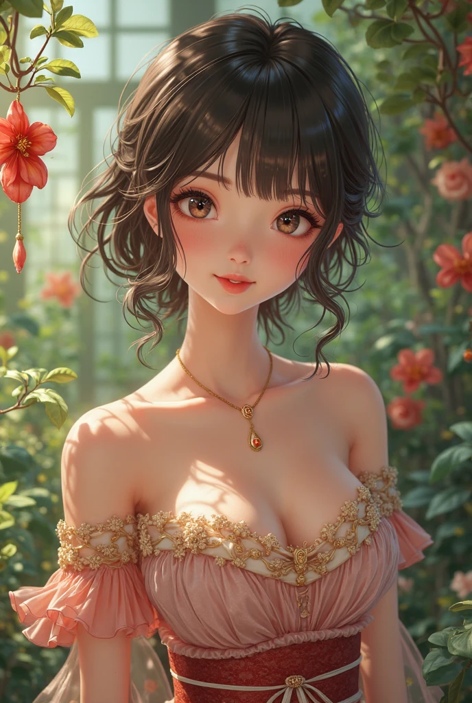 sitting, wariza, from above, spring clothes, light green floral print dress, pumps, Lots of colorful tulips, flower fields, warm atmosphere, rays of light from trees, backlit, profile
upper body, twinkle smile, 1girl, solo, 16years old, detailed beautiful face and eyes, brown eyes, (flat breasts:1.3), (very short hair:1.2), (bangs:1.2), (brown pink hair:1.2), hair fluttering, (well-proportioned body:1.2), (dynamic angle:1.3)
(masterpiece:1.2) , (best quality:1.2) , (ultra-detailed:1.2), more prism, vibrant color, ,hair over eyes, hair over one eye,a close up of image of girl with glasses and gold hair and long neck, 1girl, solo, long hair, tinted eyewear, round eyewear, sunglasses, jewelry, hair, bangs,Niji XL