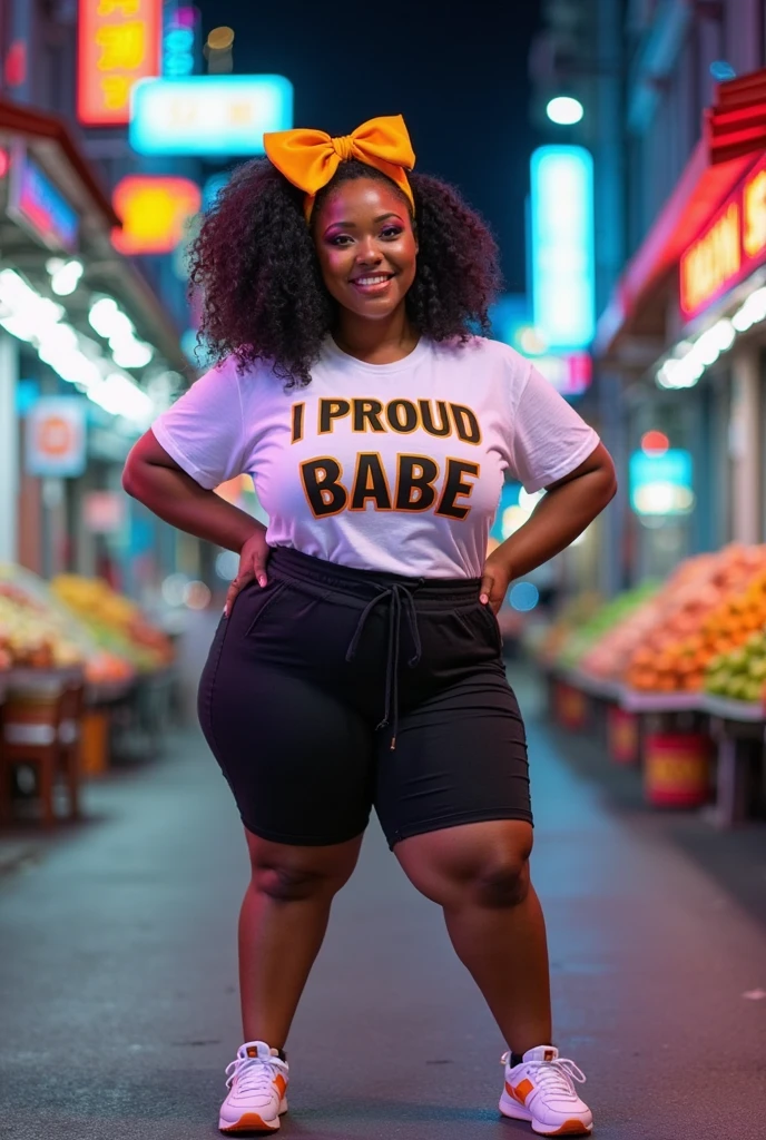 handsome and beautiful chubby black woman smirking with natural brown hair half body shot wearing a black t-shirt and jeans, small breast, sitting and praying