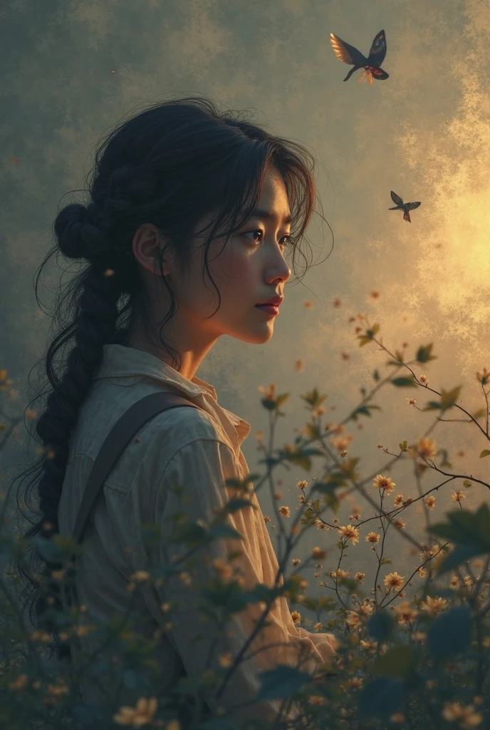 quality\(8k,非常に精細なCGユニットのwallpaper, masterpiece,High resolution,top-quality,top-quality real texture skin,Surreal,Increase the resolution,RAW Photos,最高quality,Very detailed,wallpaper\),break、Circle image、Walking through a ginkgo forest、Long Shot、The subject is small、Beautiful deep yellow forest、Fade to black、Gradation、break、One Girl、look up、Side Shot、Beautiful profile、look up、Almost black blue sky、Stars and clouds、Fresh perspectives、break、Overall dark、Cinema Lighting、Very sophisticated lighting、