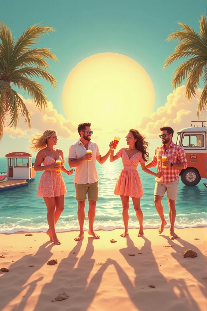 beach,100 people,Men and women in swimsuits,cheers,barbecue,drinking beer,リゾートbeachの背景,summer sunshine,masterpiece,rich colors,highest quality,official art,fantasy,colorful,Happy,smile,,I'looking forward to it,happiness,nice background,Fun time,Sparkling,beautiful light and shadow,stylish,anatomically correct,Detailed details,rendering,