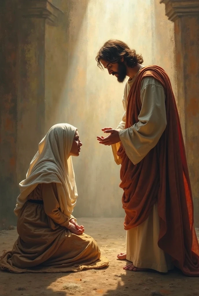 representative image of being at the feet of Jesus according to Luke 7:38-39, minimalist