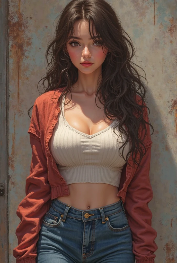 best quality,masterpiece , 1 girl ,realistic,beautiful detailed face,brown hair,sexy body,undress,without any dresses uper body,full body,sexy post