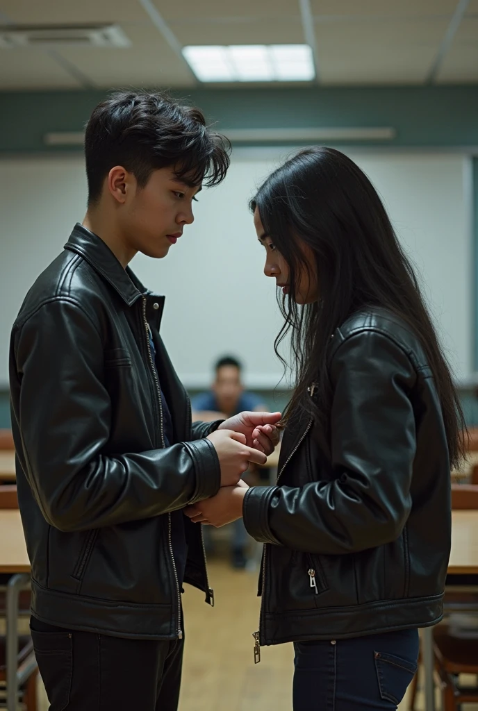 Boy girl standing face to face convencing their love 
