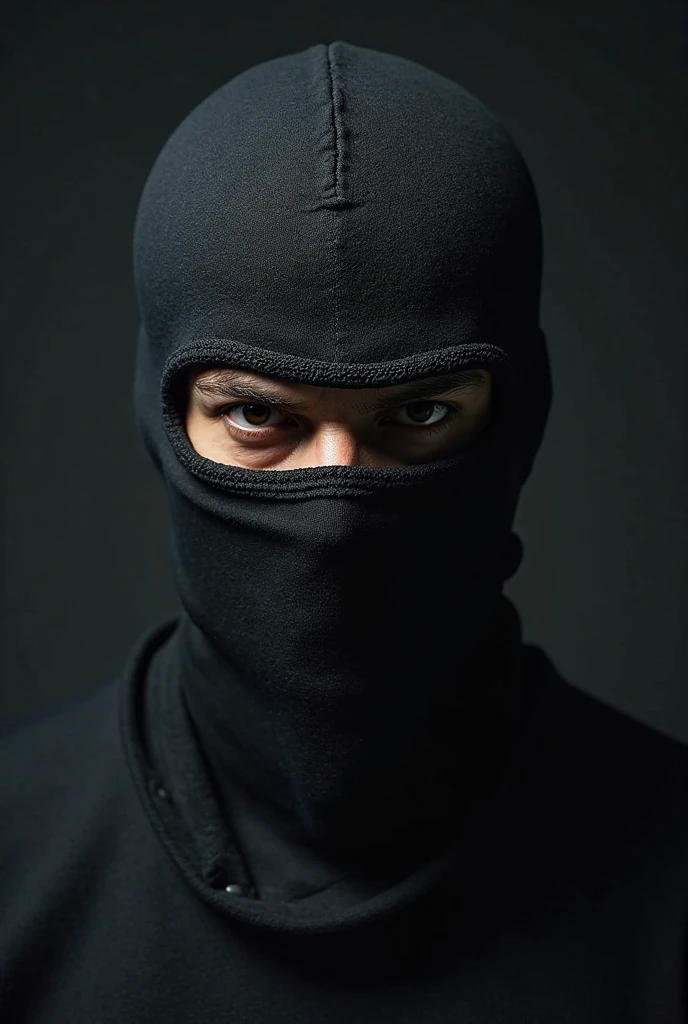 Gloomy man with a mask in his hand covering half of his face
