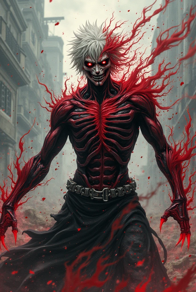 deadman。Cartoon style、While vomiting blood His body had been cut in half。Man character