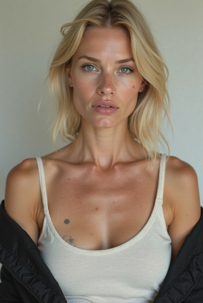 Woman with short hair wearing a denim jacket., Katinka Reinke, véronique meignaud, stephanie galés, moleksandra shchaslyva, Derevschikova, Marina Federovna, ewa juszkiewicz, Magalie Villeneuve, Maria Panfilova, photo jessika devic