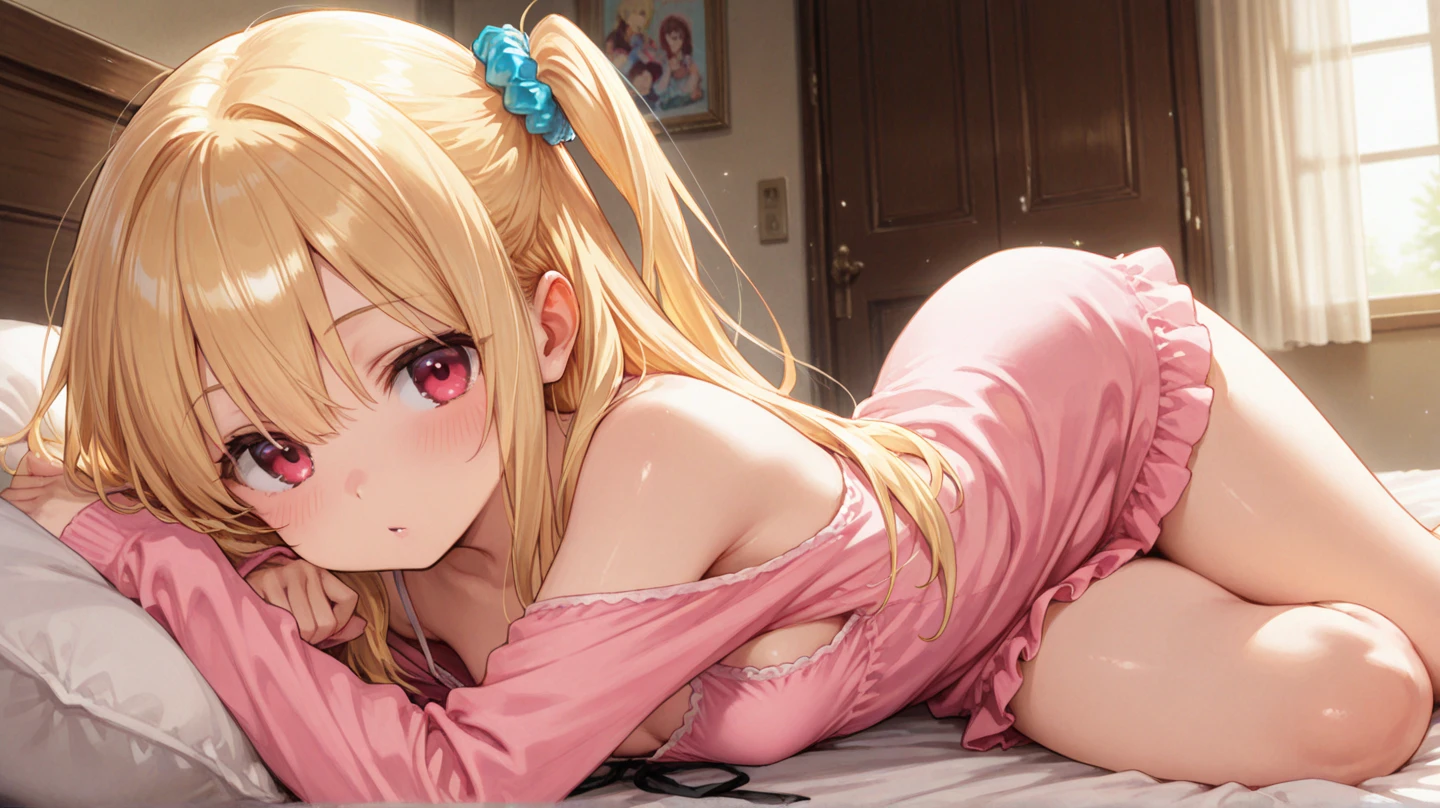 SLE, mksks-style, Top quality, Masterpiece, Detailed background, Very detailed, Complex and detailed face, Long eyelashes, Detailed eyes, (Adult female, standing: 1.1), (High ponytail: 1.3), (Thighs thick: 1.0), (Big: 1.3), (White background: 1.3),
(Solo: 1.3), (Red Eyes: 1.3), (Blonde and Black Mesh: 1.2), (Tousled Hair: 1.1), (Red Collar: 1.2), (Thick Lips, Pink Lips: 1.3), (Pink Eyeshadow: 1.2), (Moisturized Eyes), (Tied Full Body with Ropes: 1.3), Squatting on the Floor, Legs Open, Best Smile, Mouth wide open, Cheeks red, Blonde Dog Eating Crawling on all fours, full body
