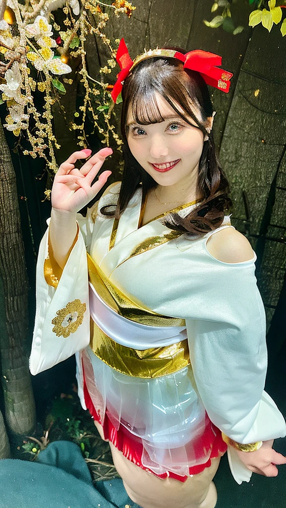 fluffyの毛皮。fluffy。((Gorgeous and antique Chinese dress))(smile)(((Pair of women、snow、night)))。ancient China。Arms outstretched、Armpits。Photos of women in dresses。Brown fur cape。Fisheye Lenultiple women。