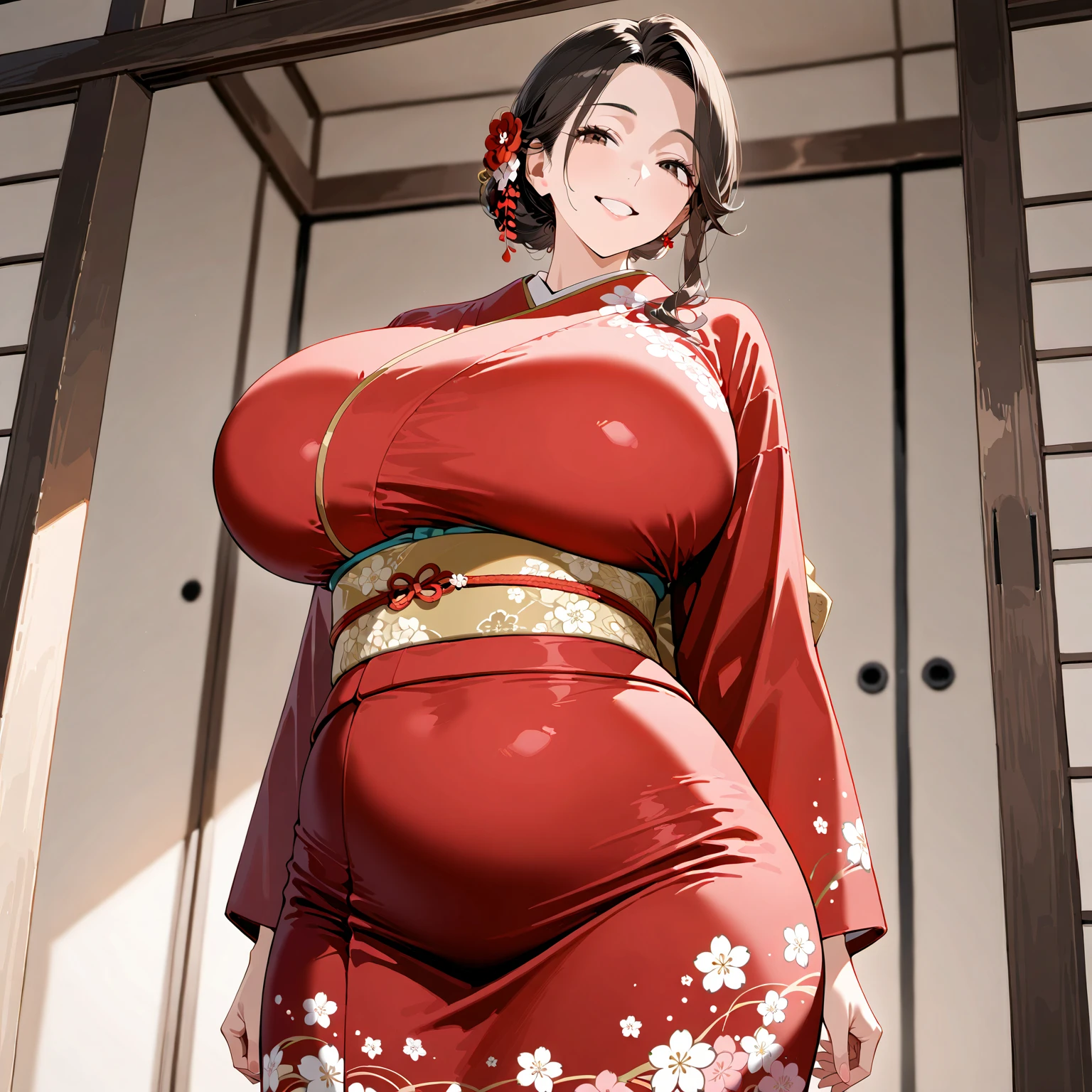 Beautiful japanese woman with gigantic round breast