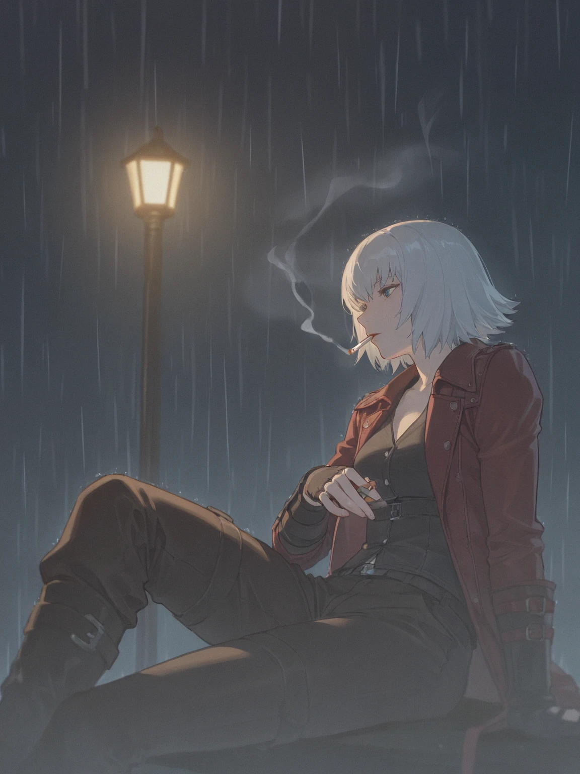 score_9, score_8_up, score_7_up, score_6_up, score_5_up, source_furry, rating_questionable, <lora:BackgroundDetailer:1>,<lora:saturation:1>, <lora:sdxl_offset:1> contrast, <lora:Expressive_H:1> expressiveh, artistic lighting, bloom, blur, detailed background, depth of field, film grain, realistic, subsurface scattering, ultra detailed, voluptuous, passionate, detailed textured body, (dandon fuga:0.7), yuiga naoha
, <lora:Ashley_Johnson:1.3> 1girl, (aj woman:1.3), 1girl, white hair, pale skin, mascara, sitting, side view, campfire, forest, rain, lightning bolt, goth, black feathers, feather trimmed jacket, bare shoulders, medieval fantasy, huge jagged sword,