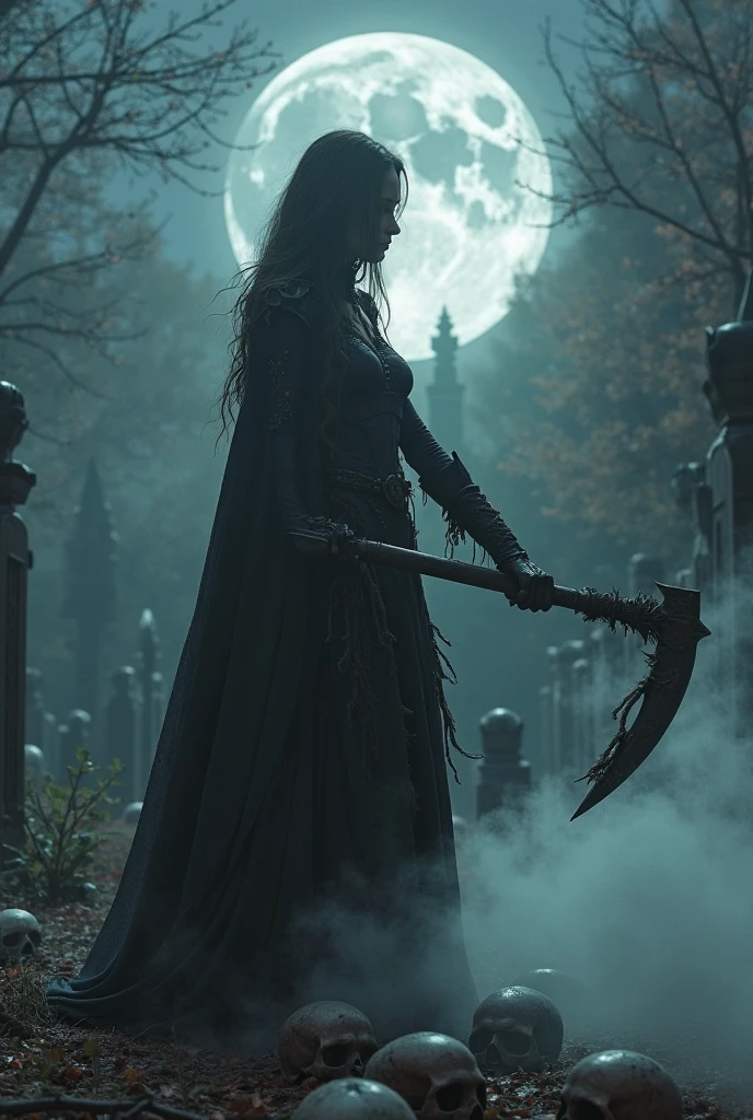 In the dimly lit, cyclopean town of Carcosa, where the moon dipped into the horizon like a spectral scythe, there stood an ancient, crumbling mausoleum. The air was heavy with the stench of decay and forgotten memories.

Within its musty walls, a lone figure, cloaked in tattered black, wandered aimlessly, as if drawn by some macabre siren's call. Her name was Aria, a fragile soul with eyes that shone like lanterns in a midnight fog. She had come to Carcosa seeking solace in the madness that haunted her every waking moment.
