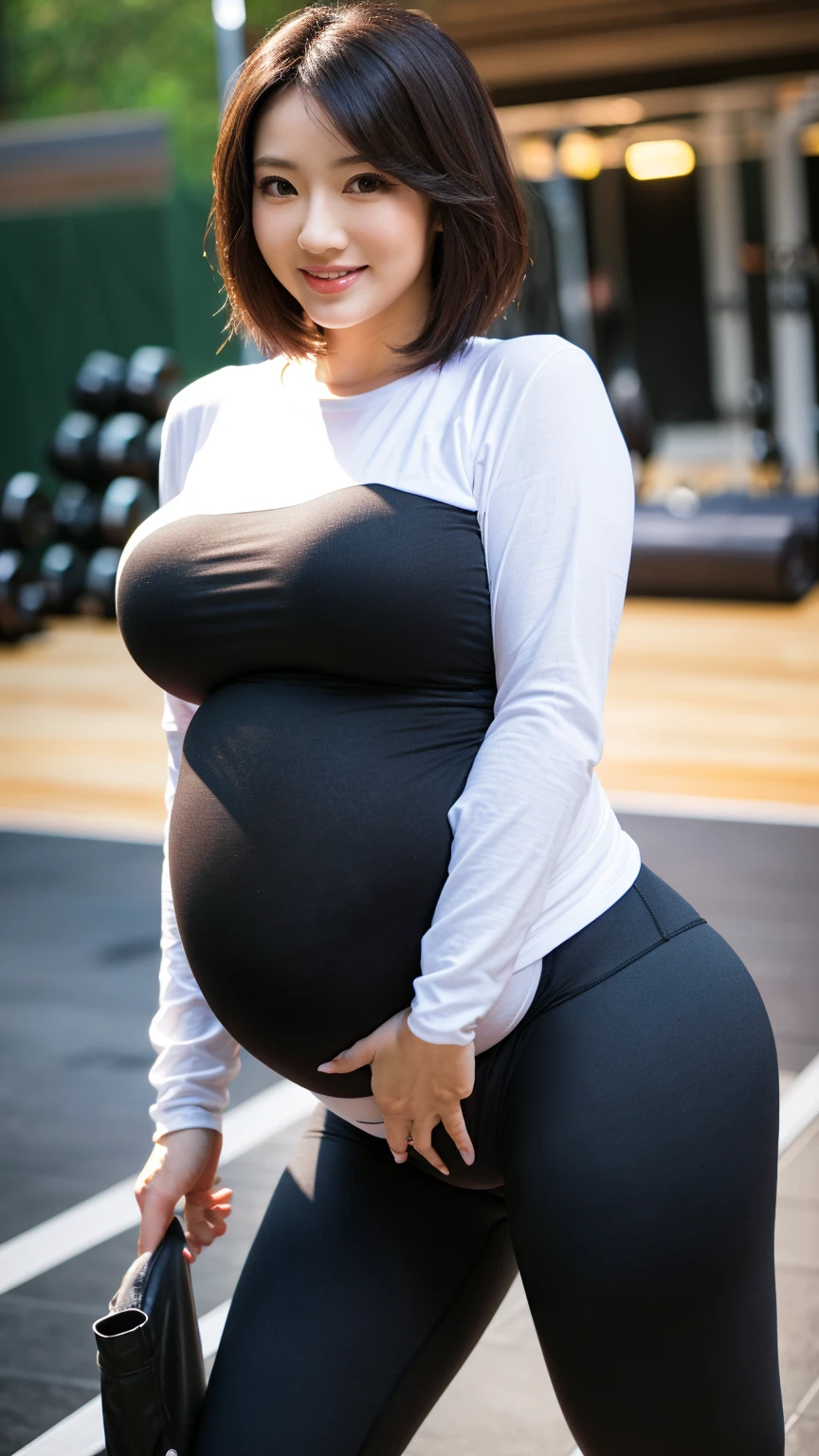a beauti，slightly fat big breasts，plumw, huge pregnant, 40 weeks pregnant, pregnant triplets，Raised sexy，Loose-fit sports shorts，Thick legs，camisole，long hair braid，Black glasses frame，Take a walk in the park，natta，k hd，A high resolution