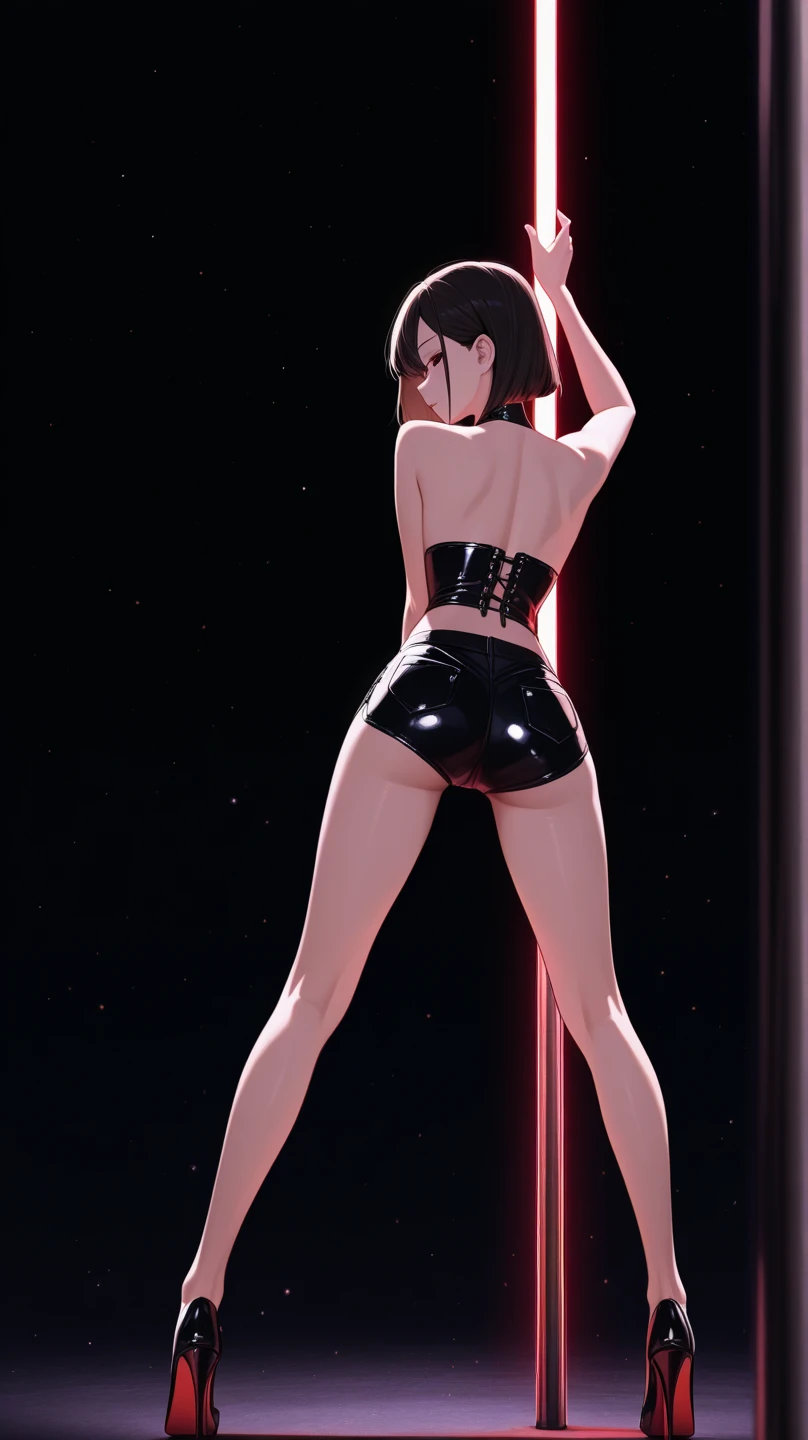 there is a 2d woman in a white and black dress, black-white skintight robes!, inspired by Kim Deuk-sin, sinister pose, inspired by Gao Cen, wlop glossy skin, elegant pose, style is a blend of æon flux, futuristic attire, inspired by Sim Sa-jeong, cyborg - girl with silver hair, (((sexy))), ((digital artwork)), ((thick lineart))