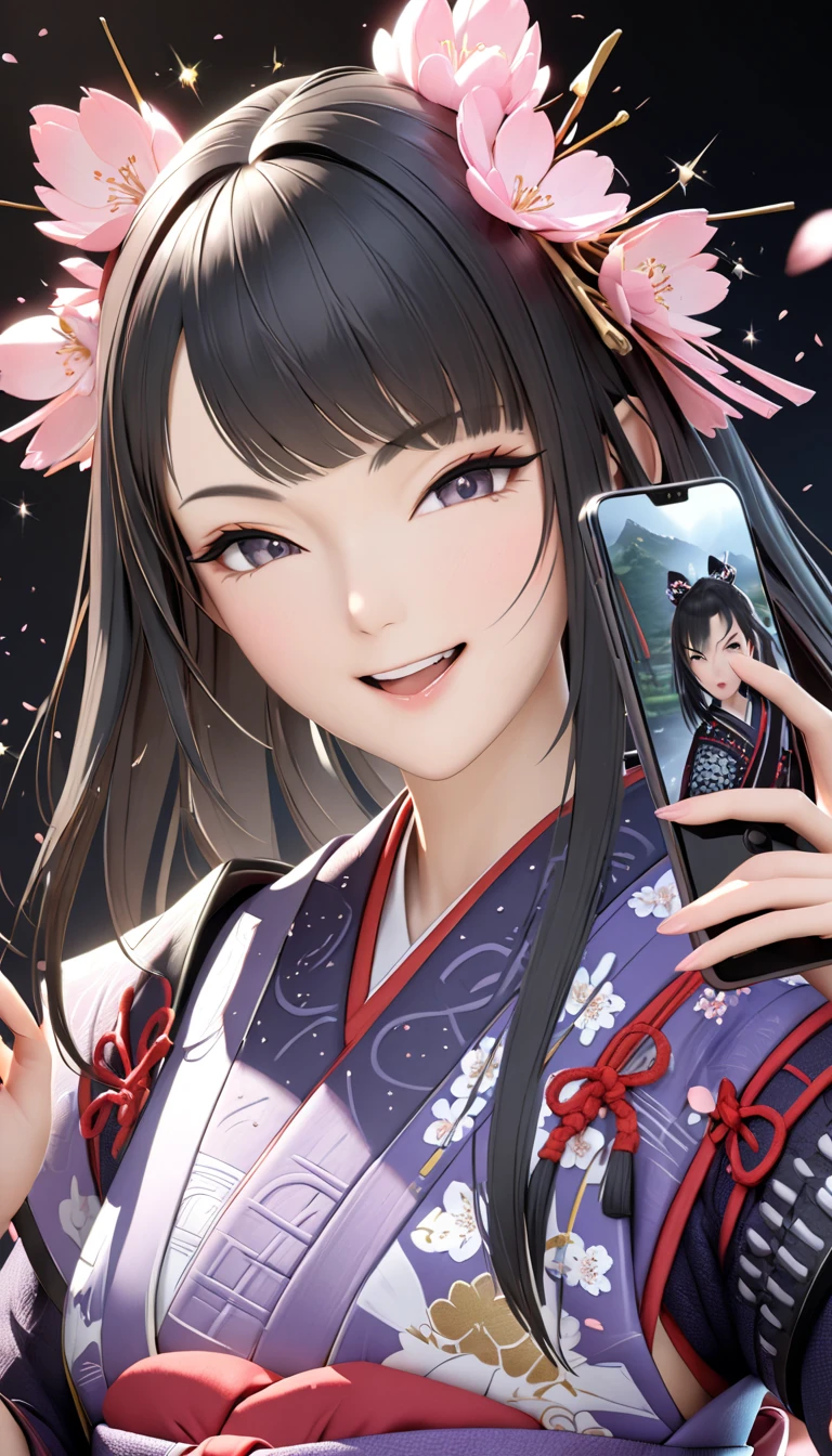 Great quality, masterpiece, High Resolutiupon, One person, blush, (Captivating smile: 0.8), Star Student, Chinese Hanfu Lilac, hair accessory, necklace, jewelry, beauty, upon_body, Tyndall effect, realism, Lotus Pupond, Light Edge, Two-tupone Lighting, (Skin with attention to detail: 1.2), 8k ウルトラHD, Digital SLR, Soft Light, high quality, Volumetric Lighting, snapshot, High Resolutiupon, 4K, 8k, Background blur