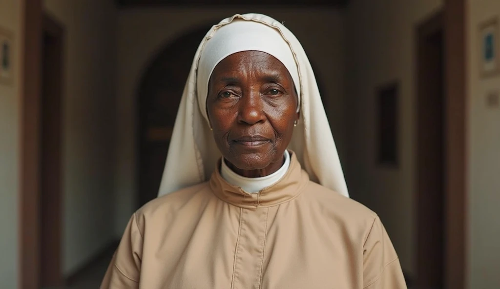 Woman, African descendent, Brazilian, photo for social networks, robotnik, nun dress, glad, humble