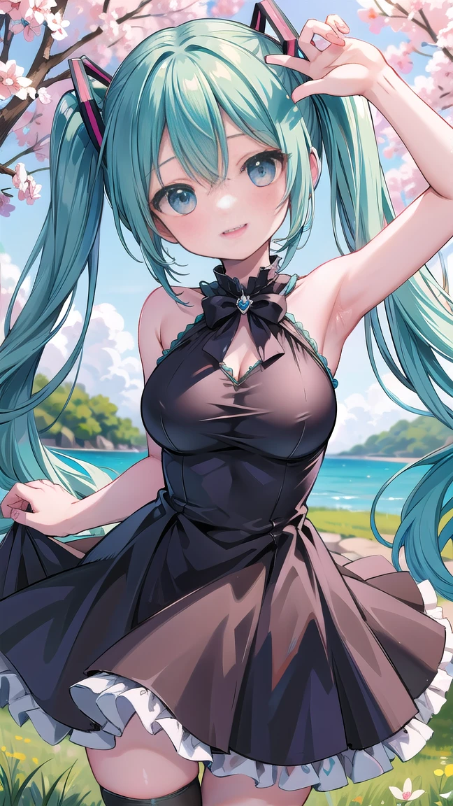 (8k, RAW photo, best quality, masterpiece, highres, absurdres, ultra detailed:1.3), (Photography, realistic, photo-realistic:1.4), (beautiful natural lighting, beautiful deatailed shadow, beautiful detailed glow :1.4), atmospheric,
BREAK Beauty 1 Girl,Solo,(Cute:1.5),(Chibi:0.6),(kawaii:1.5),(Loli:0.5),BREAK,(17 years old girl),Very detailed,colourfull,highest details,Clear skin,Beautiful skin,Shy,Very detailed,colourfull,highest details,BREAK,Clear skin,Beautiful skin,Shy skin,1 beautiful girl,(Heterochromia,blue eyes,green eyes:1.75),star eye silhouette,BREAK (pale blue hair, Medium length:1.4),(side ponytail,A little curly hair,Princess Cut, crossed bangs:1.3),,(cleavage of the breast,Big breasts,Beautiful breasts,Large breasts:1.5),(long eyelashes, Double eyelids:1.2),Solo,gleaming skin, Clear skin, Beautiful skin,(best quality face),(Top quality glowing eyes), (The best smile,:D:1.45),
BREAK //Character
//Character
1girl,
BREAK
//Fashions
(red frozen crystal-themed dress with intricate ice-inspired details:1.2),(red dress adorned with abundant lace and ribbons:1.3),(mesmerizing red dress inspired by ice crystals, creating a magical aesthetic:1.2),(effortlessly chic hairstyle:1.4),
BREAK landscape of Nostalgic japan streetscape, many Stretched electric wires, many Complex Electric pole, (vivid sunrise clouds:1.1), (Strong glitter Dazzling backlight:1.1), (Grass dripping with morning dew, tip of lawn enlarged, large lecture park, running with singing: 1.45), wind, wariza,
BREAK wakame,wakame,wakame,(cowboy shot,from side:1.4),
BREAK manga illustration.media,manga style,(water color:1.15),