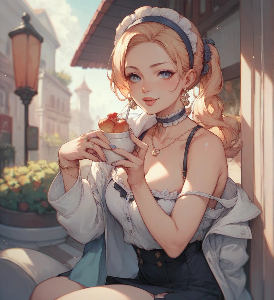 (stylized digital painting), Messy French Girl aesthetic, a steaming cup of hot chocolate topped with marshmallows and whipped cream, vivid colors, stunning detailed background. bright sunlight, a mesmerizing blend of light and shadow. masterpiece, absurdres, intricate details <lora:envyStarlightStylized_v10:0.9>