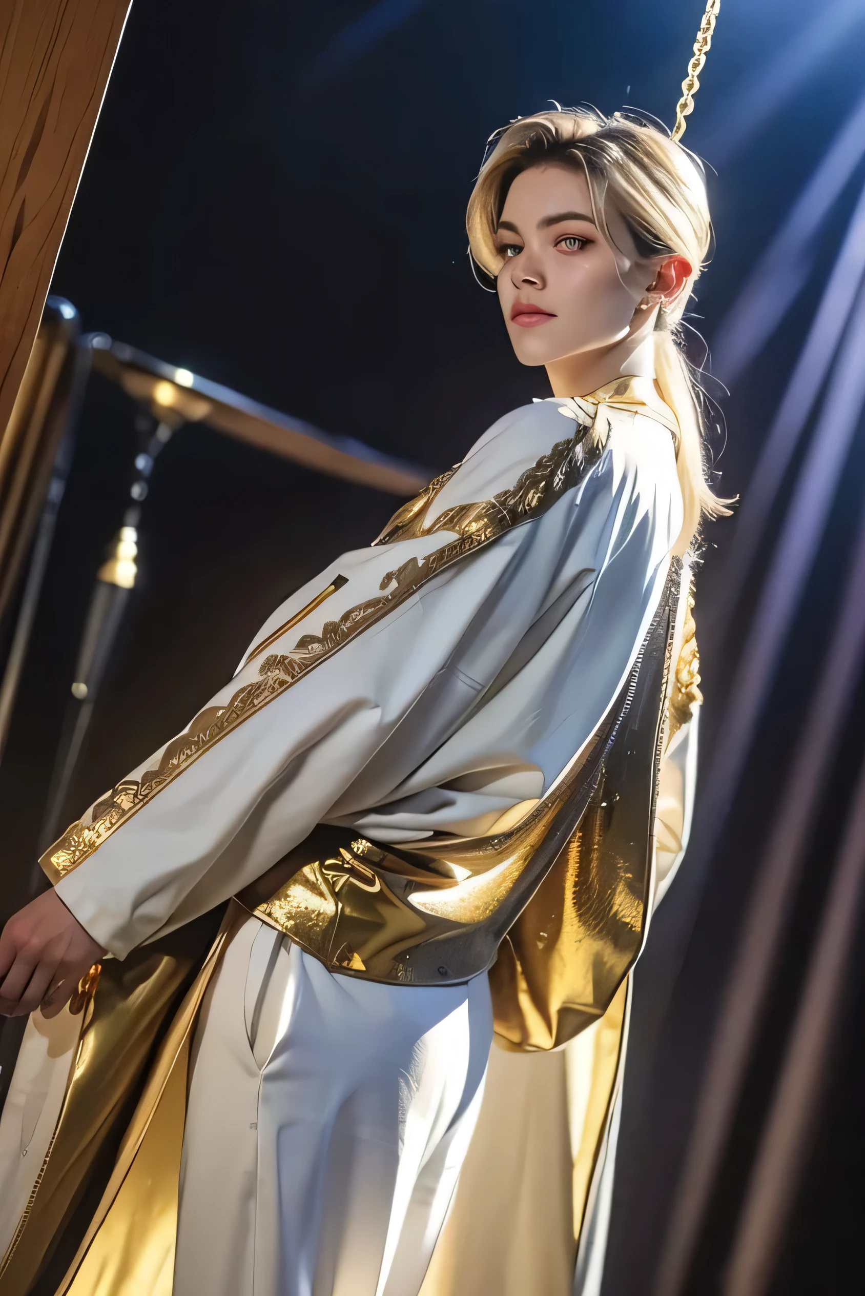 big golden eyes are impressive((golden eyes))golden irises、Beautiful smooth skin、Long Blonde Hair