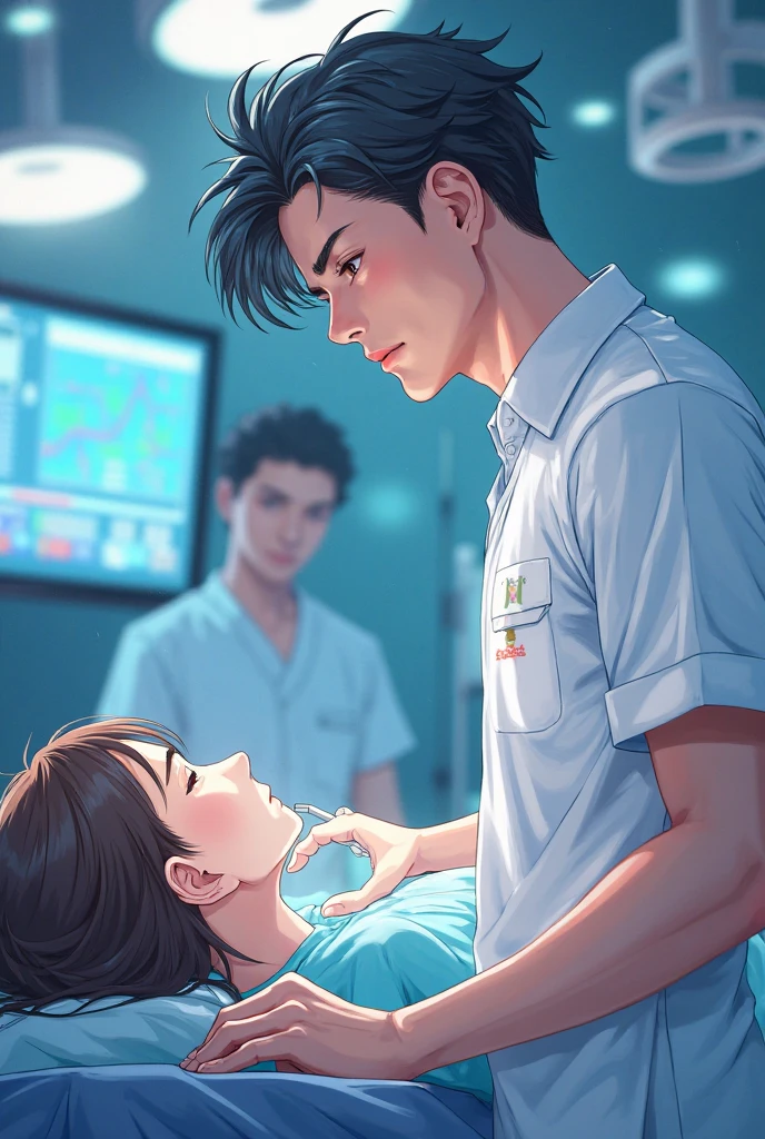 A husband and wife ill on bed of hospital in the hospital