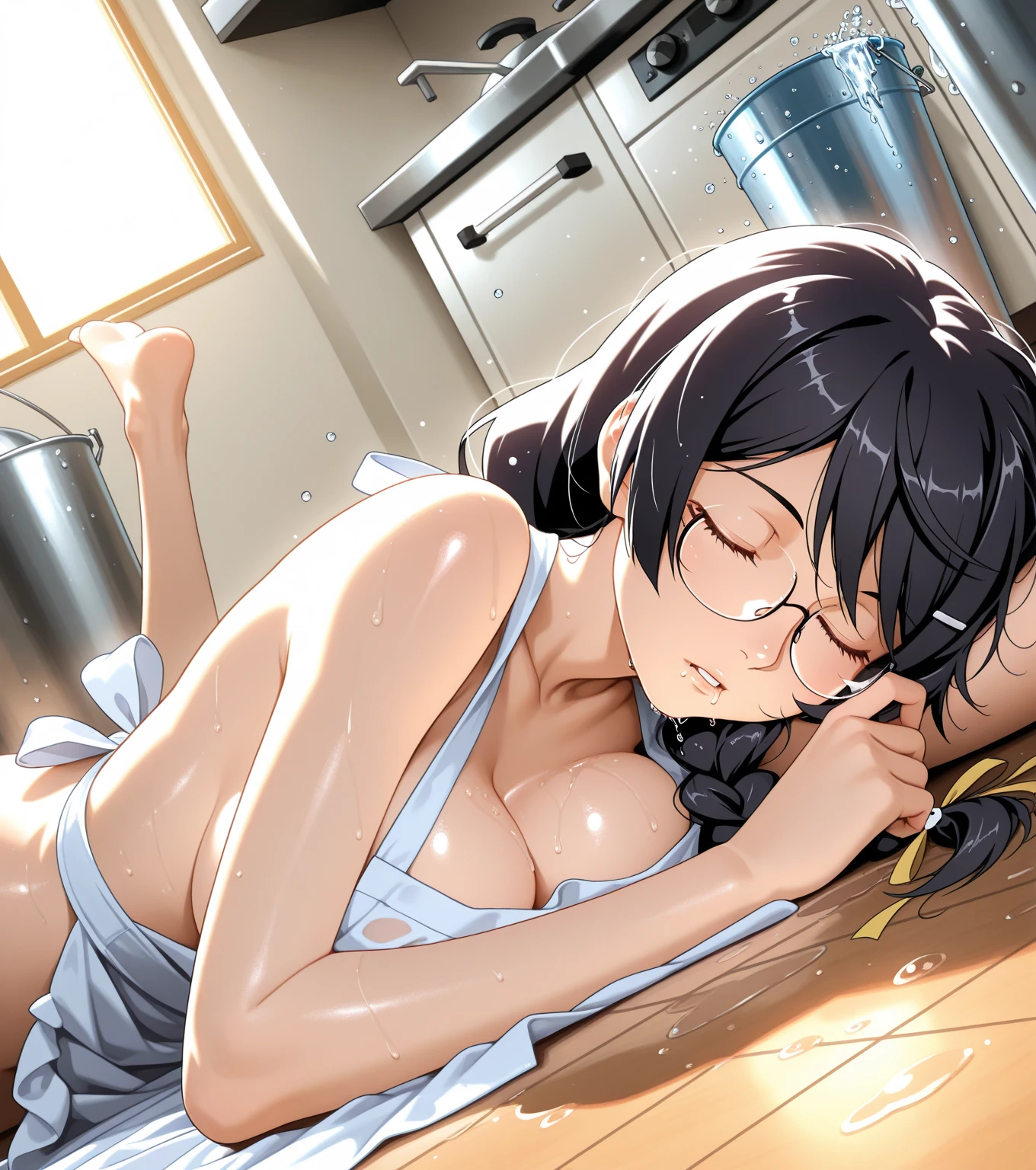 masterpiece,ultra detailed,32 years old,modest woman,white micro bikini,at esthetic salon,1woman lying on massage table,woman massaged,(adult curvy body),black hair,short tied hair,(tareme),mature modest woman,trembling,(sweaty),saliva,orgasm,(rolling up eyes and exhausted:1.2),(oily skin),
