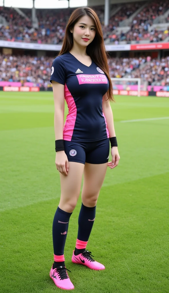 (highest quality、table top、8k、best image quality、Award-winning work)、one beautiful woman、Shining beautiful skin、(the most stylish purple tracksuit:1.2)、(Opening the jersey zipper reveals a small cleavage:1.3)、(The most natural and perfect tracksuit:1.2)、((Nipple Covers))、Shining ultra-high definition skin、(accurate anatomy:1.2)、A gentle smile looking at me、(photo from the chest up:1.1)、(close up of face:1.05)、Standing gracefully、(Blurry high school ground background:1.2)、portrait photography、(draw softly and smoothly:1.1)、(very bright and vivid:1.1)、very romantic、Shining beautiful skin in the light、(very bright and refreshing:1.1)、(the most detailed and perfect face:1.1)、(most detailed glowing eyes:1.1)、(beautiful and moisturized skin:1.1)、Bun Hair、Twin tails、hair band、Light blue tracksuit、Pink Hair、belly button