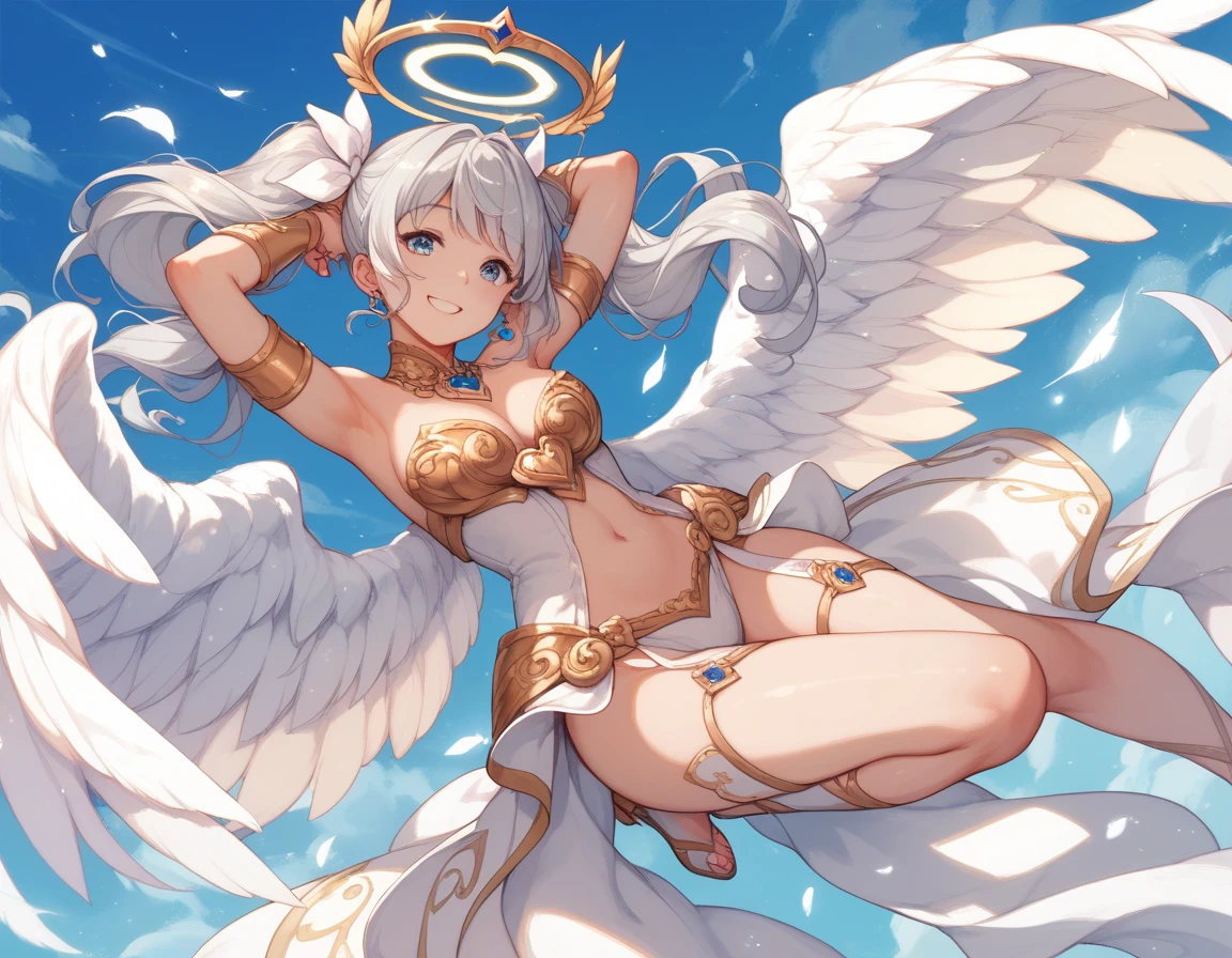 Quality; (((masterpiece))), (((best quality))), ((ultra-detailed)), (illustration), ((an extremely delicate and beautiful)),((perfect anatomy:1.3),extremely detailed cg unity 8k wallpaper,emphasizing beautiful body lines,
Settings; 1girl,
Character;harpy,
Body; collarbone,navel,cleavage, petite,athletic,((bird wings, bird legs, bird tail, claws)),
Skin;beautiful skin,shiny skin:1.2,
Eyes; (beautiful detailed eyes),
Hair; beautiful detailed hair, long hair,
Pose;flying,
Composition; (depth of field),
Background;perfect lighting,
Clothe;jewel decoration,