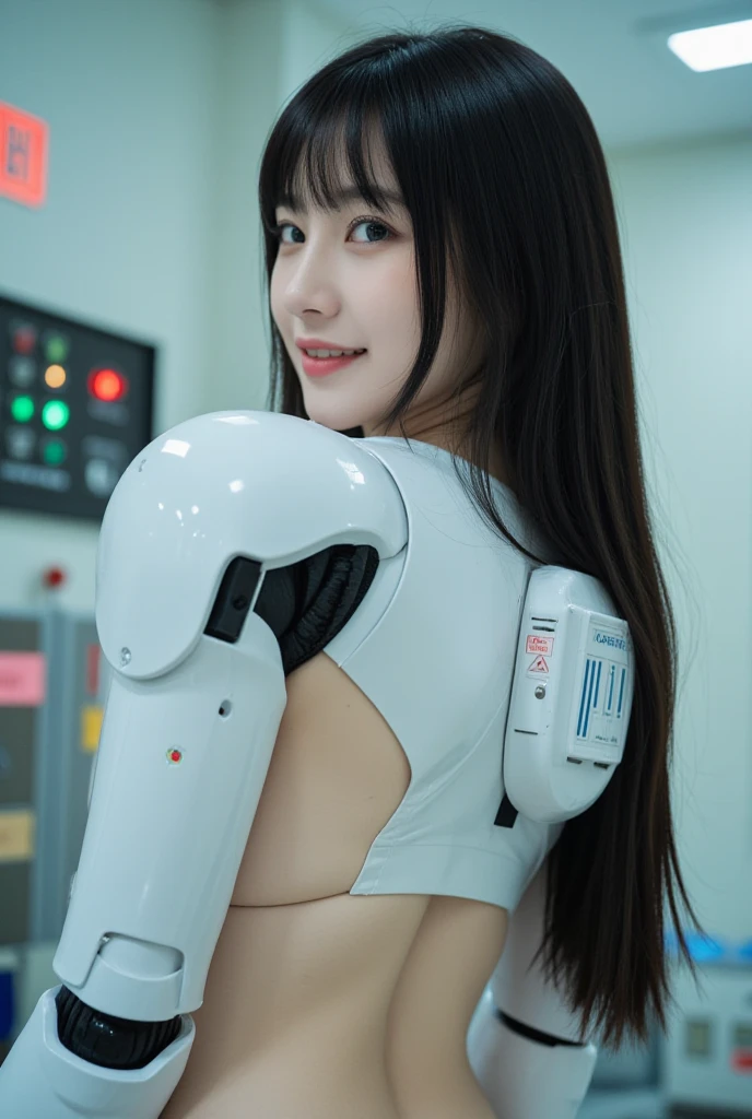 （8k、Raw photography、Highest quality、masterpiece：1.2),(Black Hair、Dark Eyes:1.9),(Plug Suit:1.7)、View your viewers,Front view,White skin,(:1.4)、(Tight waist:1.6)、(Clothes that accentuate the shape of the breasts:1.4)、(Big Breasts :1.6)、Slim figure、Ultra-high resolution,beautiful,beautiful fece,(One person、No background:1.9),whole bodyボディー,Japanese women,（reality的：1.37）、Photon Mapping,reality、(Baby-faced and cute: 1.4)、(Cute Smile: 1.8)、(Round face: 1.8)、Radio City、Physically Based Rendering、Depth of field rally background、photograph, (I can see your knees、Thigh close-up:1.8),（:1.6）,whole body、Great quality
