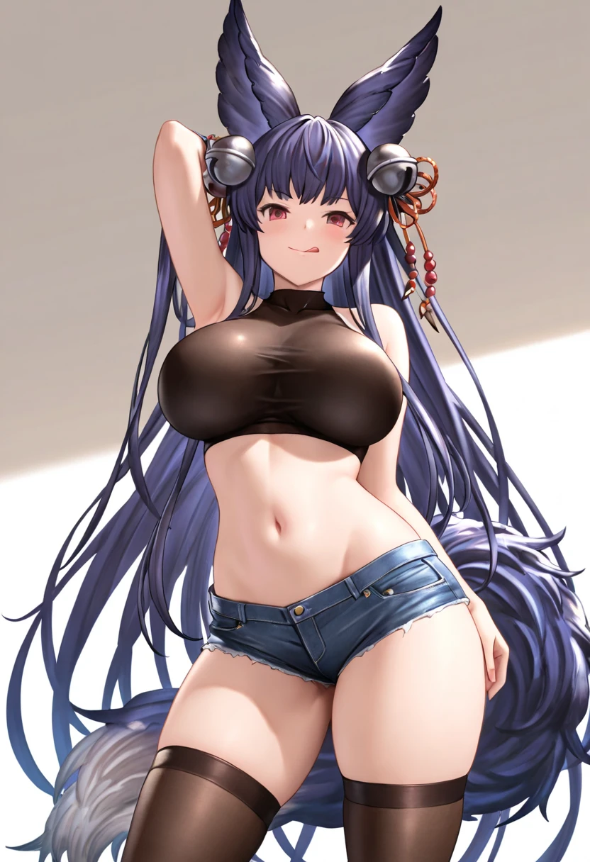Stocking, cow bikini, full body, looking at the camera, little chest, blushing, looking shy, standing up, perfekt body, background city