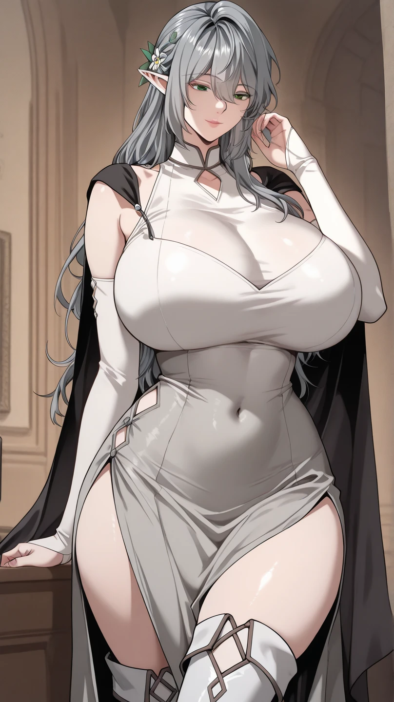 (Best quality at best:1.2),(tmasterpiece:1.2),(tmasterpiece:1.2),(Mature woman),(The bust is really big:1.5),(choker necklace,ear nipple ring),(In a dimly lit bedroom),(暨:1.2),(Protruding cleavage:1.2),(Micro-underwear:1),((Sex life:1.8))(Hit both sides)(Overlooking)