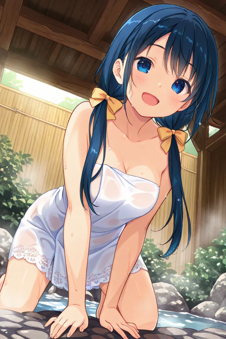 masterpiece, Highest quality, High Resolution, HS1,blush,smile,NSFW、Aquarium、Straw hat、White long dress,