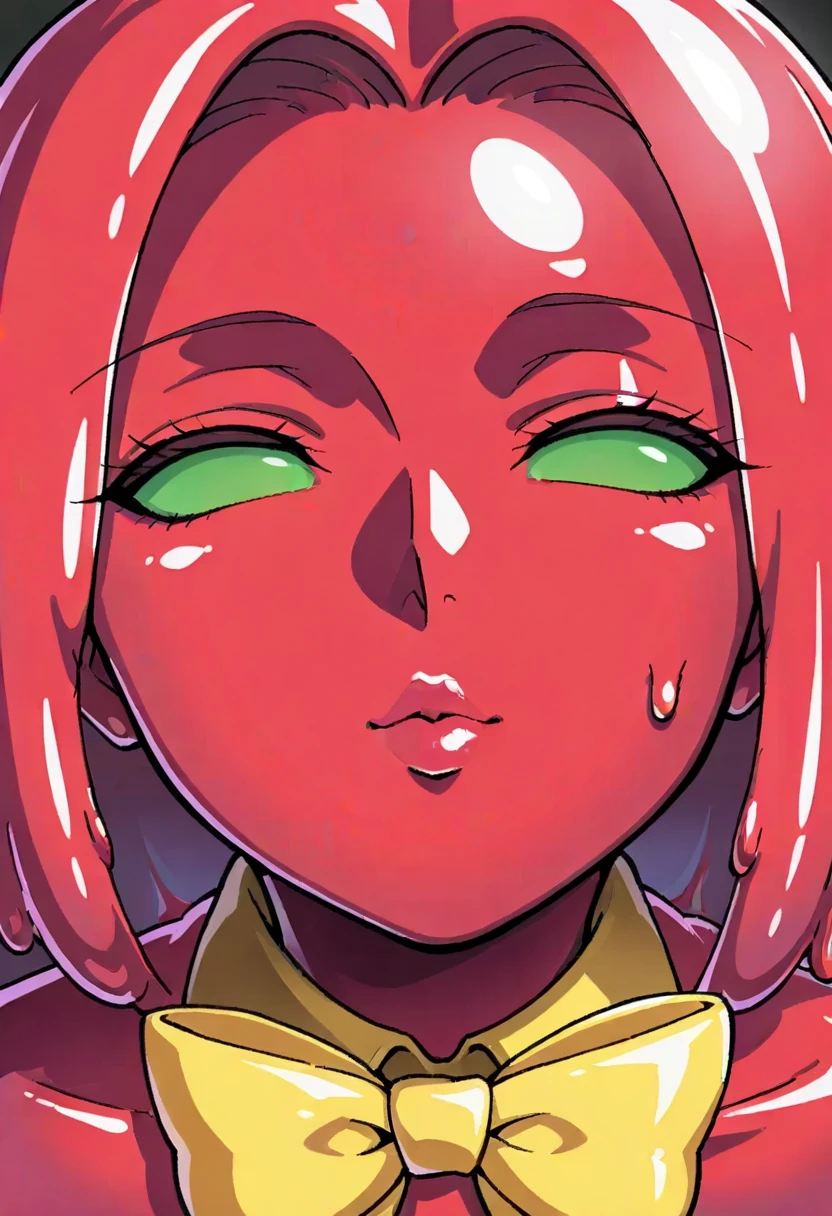 (best quality,highres,masterpiece:1.2),ultra-detailed,realistic,portrait,girl with a monstrous mouth open and tongue out,sharp teeth,pink outfit,winking eye,sadistic smile,cinema coloring,cinematic light