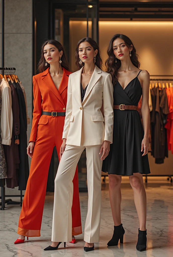 Create a fashion poster for the brand N'Lin, showcasing its chic and trendy style. The poster should appeal to young women aged 25-30, highlighting the brand's focus on fashionable and contemporary designs. Use a sleek and modern aesthetic with high-quality visuals that exude sophistication and style. Incorporate elements like bold typography, elegant models, and a clean layout that reflects the brand's identity as a leader in high-end fashion for young, stylish women. The overall design should convey a sense of exclusivity, confidence, and cutting-edge fashion.